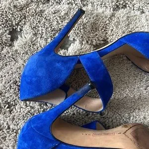 Vince Camuto | Shoes | Vince Camuto Blue Suede Heels | Poshmark